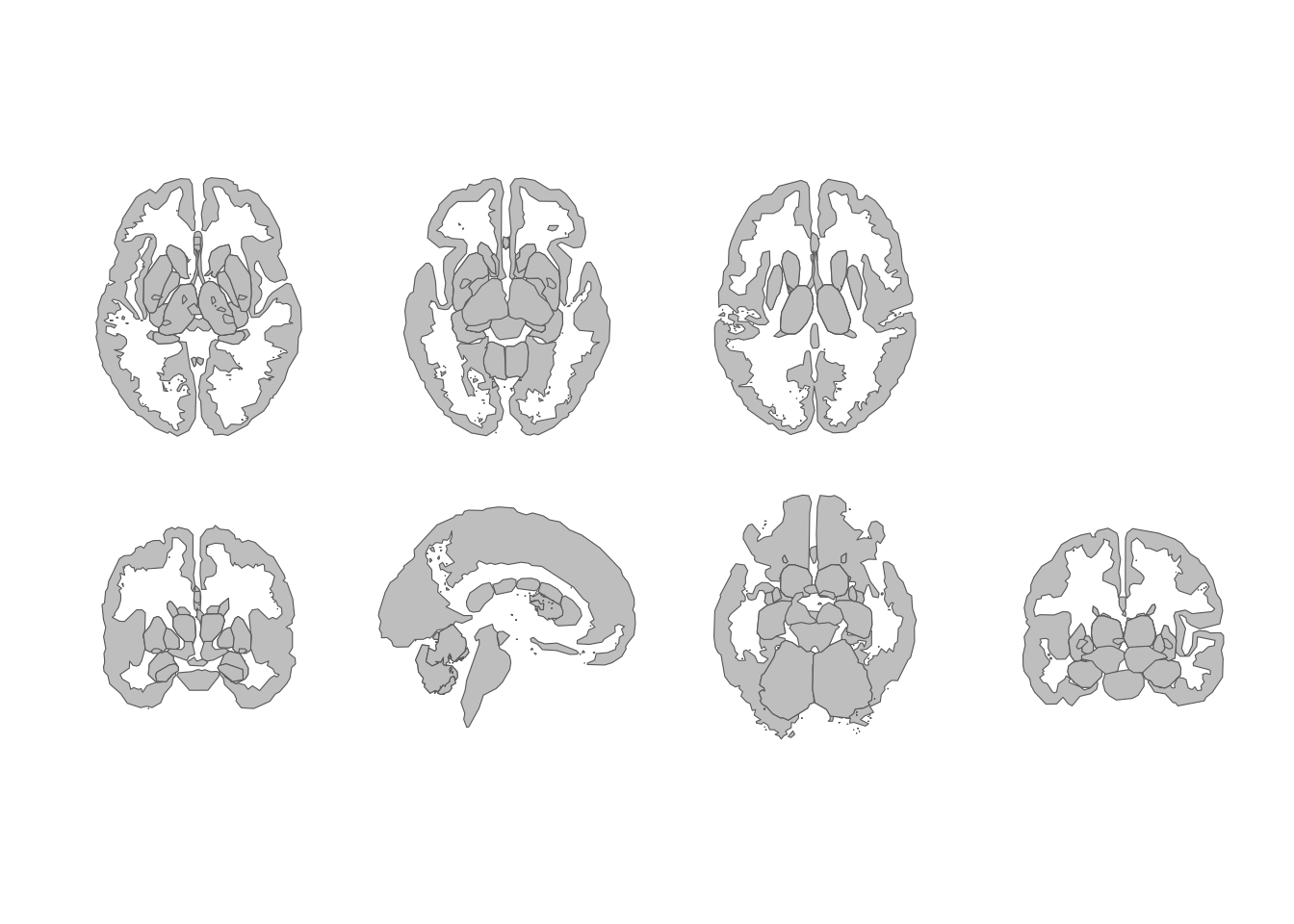 Subcortical atlas views in a two-row grid.