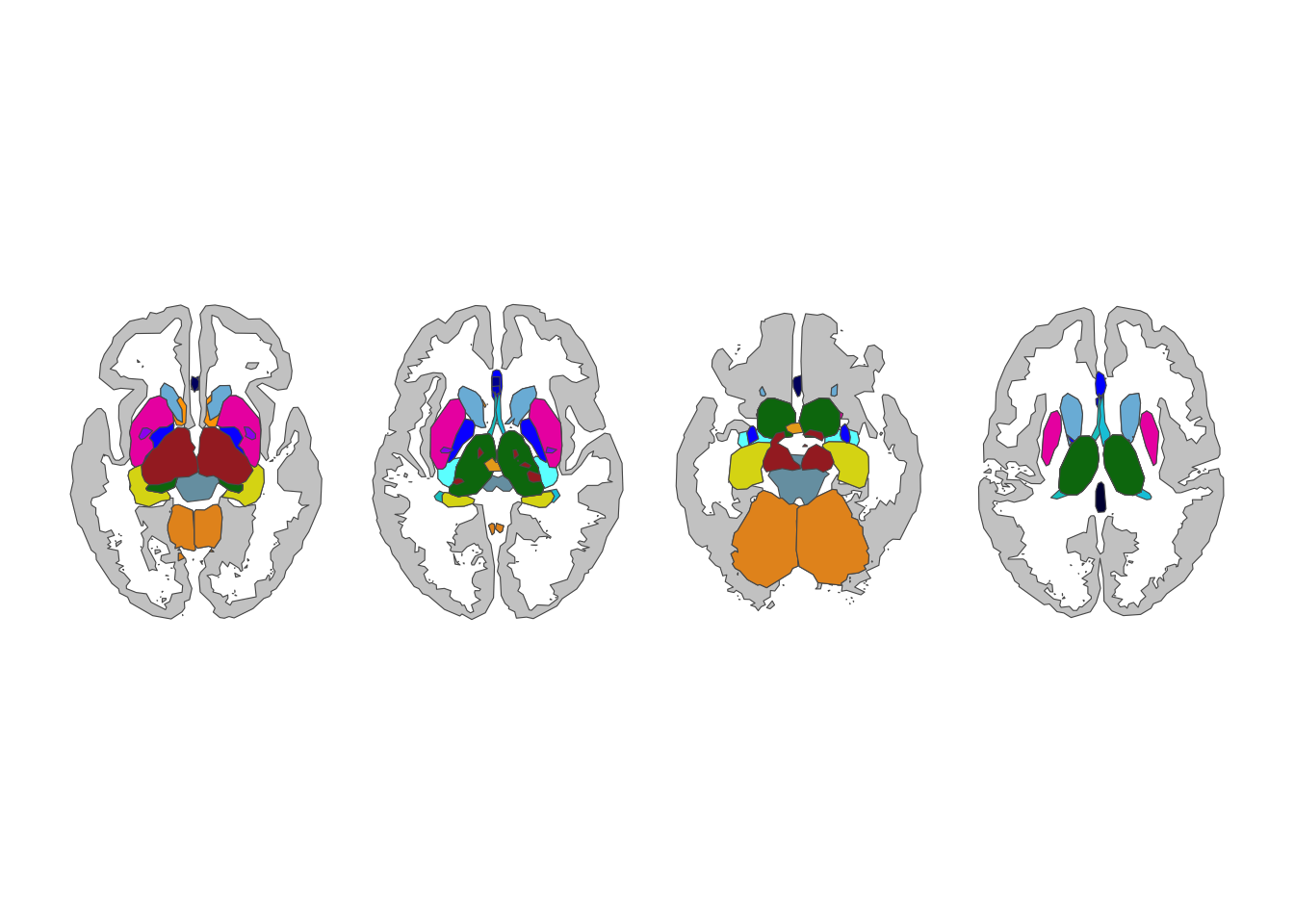 aseg atlas, axial views
