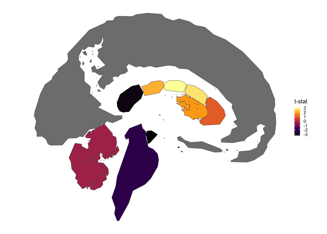 aseg atlas, sagittal view, inferno