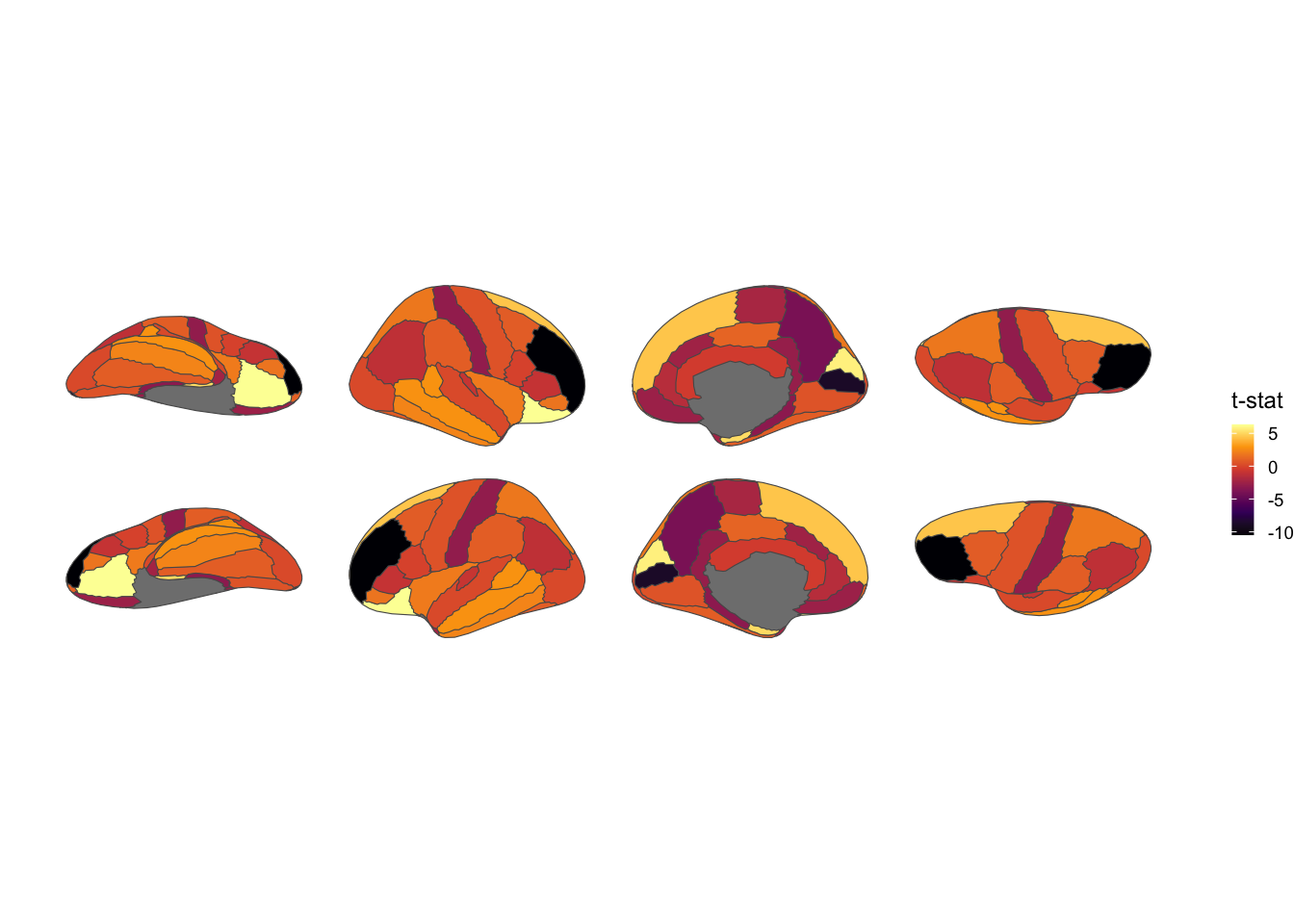 Desikan-Killiany atlas, all views, inferno palette